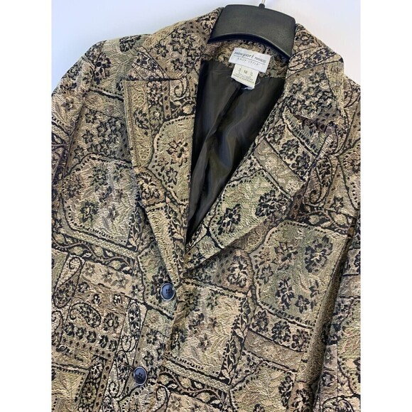 Newport News Brocade Jacquard Button Jacket Vintage Pea Coat Mid Length Women 12 - Picture 3 of 12